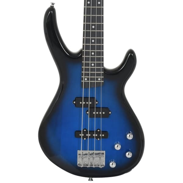vidaXL Nybörjarbasgitarr med väska, blå, 4/4, 46"