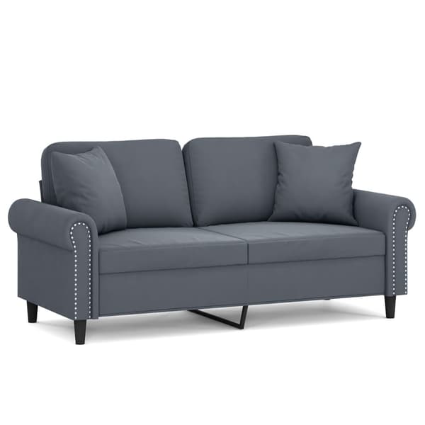vidaXL 2-sitssoffa med kuddar, mörkgrå, 140 cm, sammet