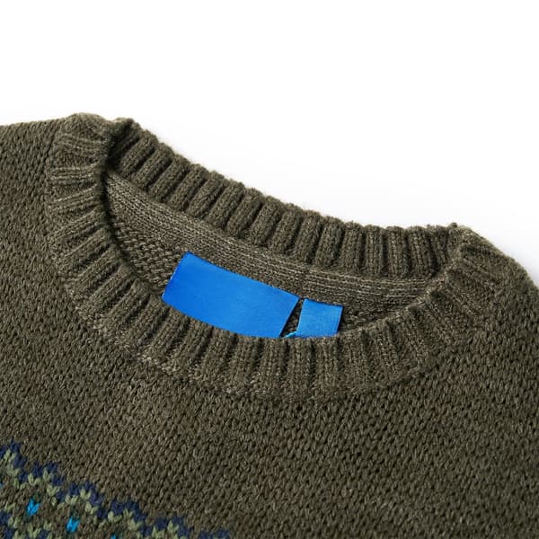 Børnestriktrøje, khaki, 104