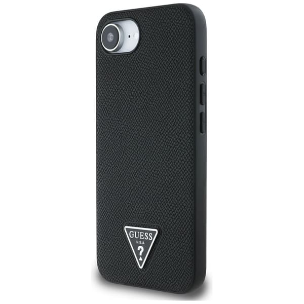 Guess Grained Triangle MagSafe-etui til iPhone 16e / 17e, sort