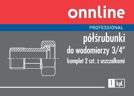 Messingforskruninger til online vandmåler DN20 (3/4"), sæt: 2 GZ-forbindelser