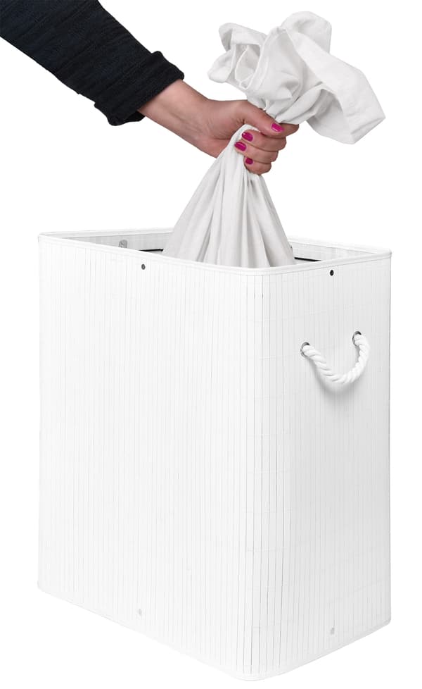 Bambu tvättkorg med lock 100L vit