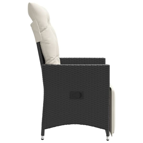 vidaXL havestol med hynder, sort polyrattan