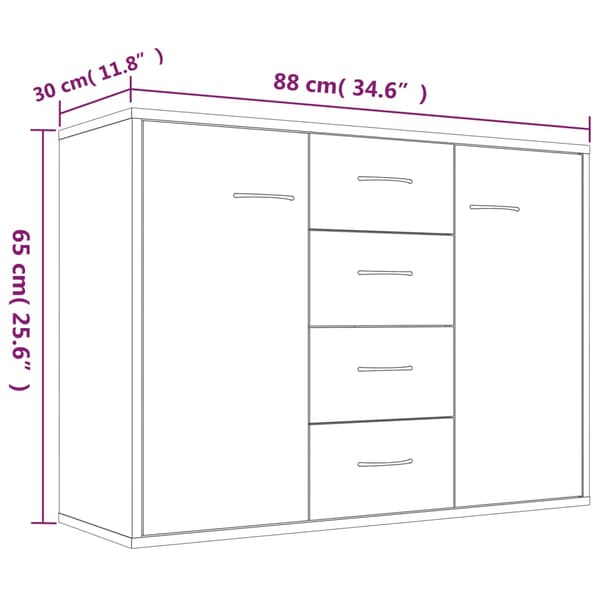 vidaXL kommode, røget eg, 88x30x65 cm, træbaseret materiale