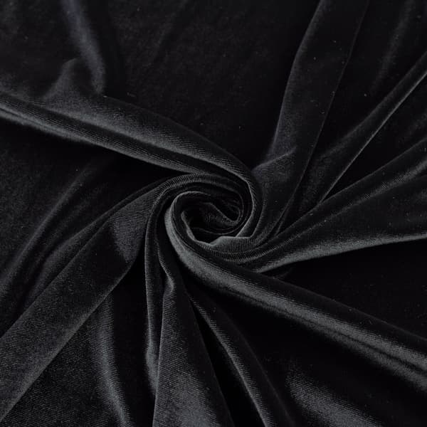 Stof Strik Velour Sort Symateriale 0,5 m Glat Blødt