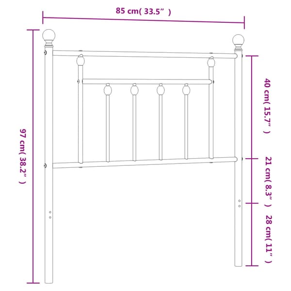 vidaXL metalsengegavl sort 80 cm