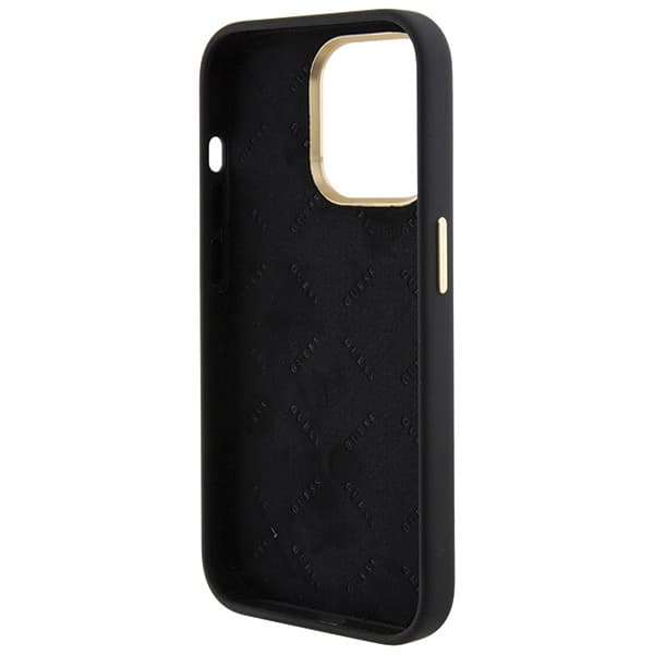 Guess Silikone Logo Strass 4G cover til iPhone 15 Pro Max, sort