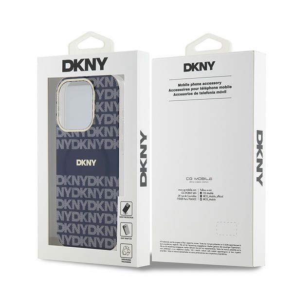 DKNY IML Mono & Stripe MagSafe-etui til iPhone 15 Pro, blå