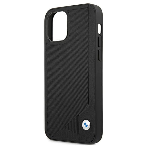 BMW lædercover med præget prægning til iPhone 12 mini, sort
