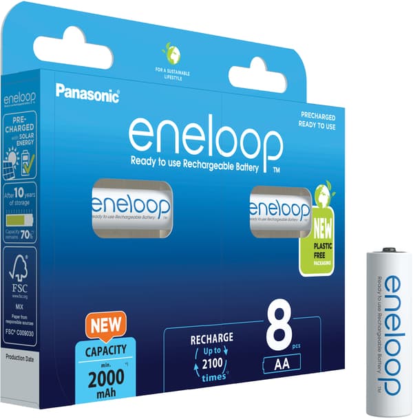 Panasonic Eneloop AA 2000 mAh 8BP batterier 8 stk. (BK-3MCDE/8BE)