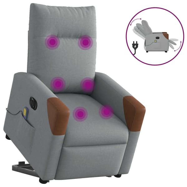 vidaXL Elektrisk lyftande massagefåtölj ljusgrå