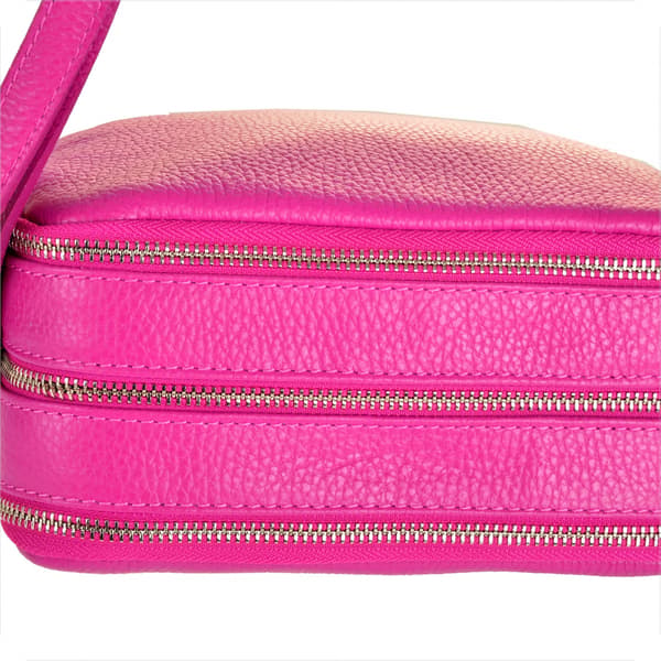 Modern damväska i läder, M, fuchsia rosa
