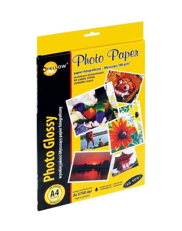 Fotopapper A4/20 ark glansigt 180 g YELLOW ONE