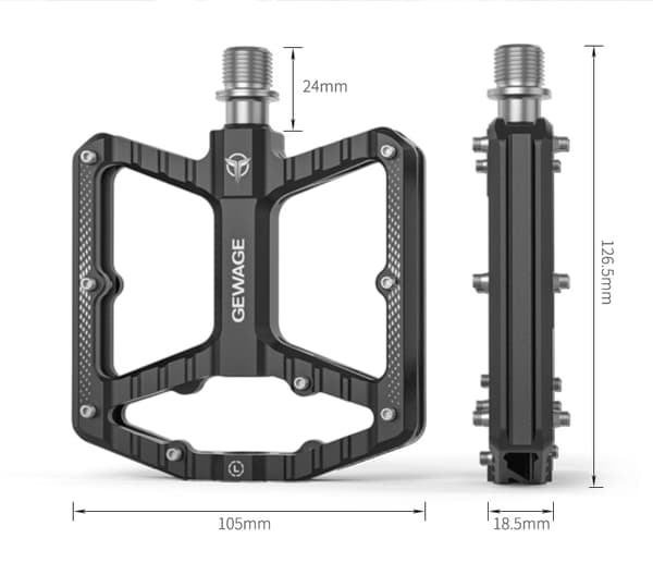 Gewage Aluminium Forseglede Lejer Platform Cykelpedaler Sort