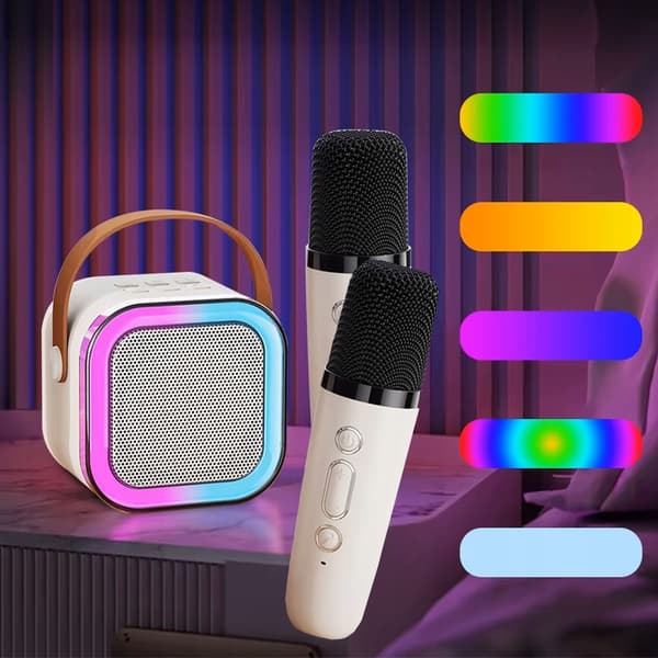 [paket] Karaokeset Högtalare 2 Mikrofoner Bluetooth USB SD Mini Jack Z3345B
