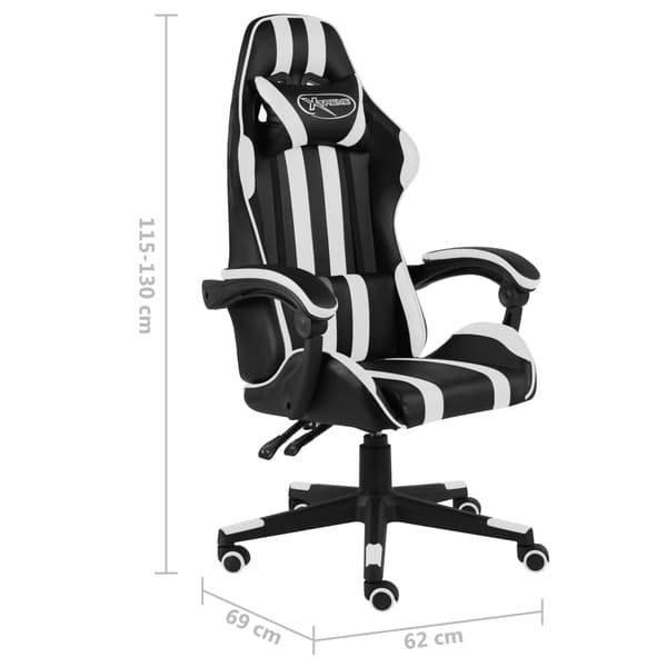 vidaXL gamingstol, sort og hvid, kunstlæder