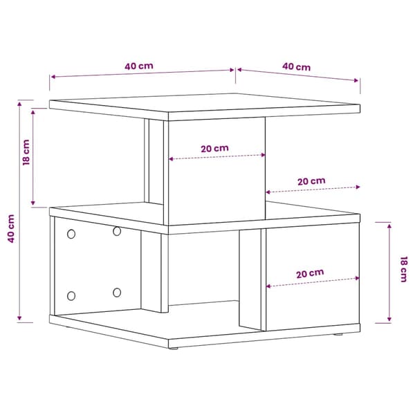 vidaXL sidebord brunt egetræ 40x40x40 cm