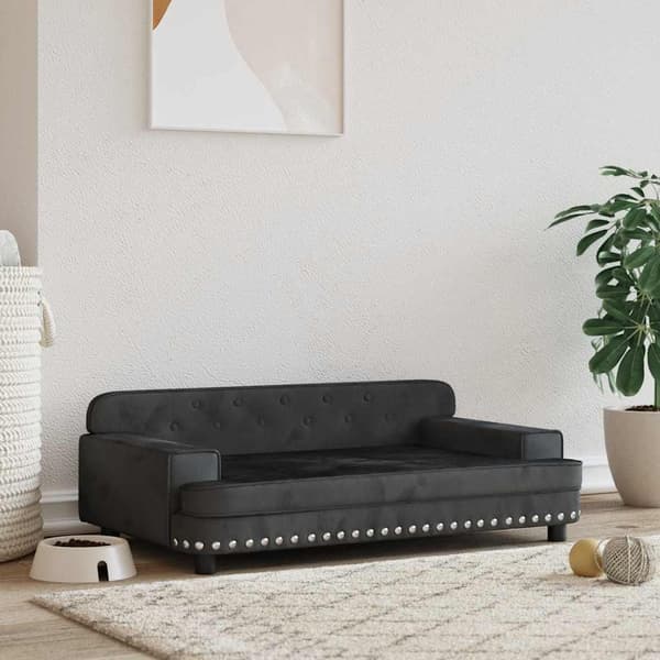 vidaXL hundeseng, sort, 90x53x30 cm, fløjl