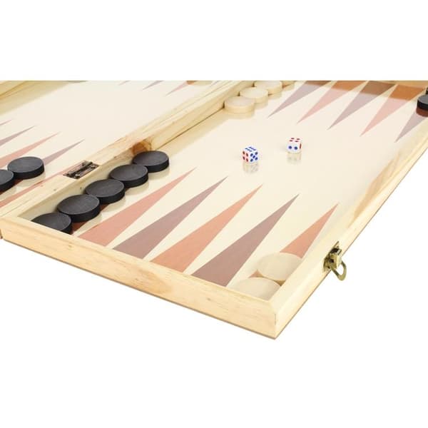 Klassiskt träschack 3-i-1-brädspel dam backgammon 48x48 cm