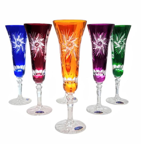 Färgglada kristallchampagneglas 170 ml Olive Grinder
