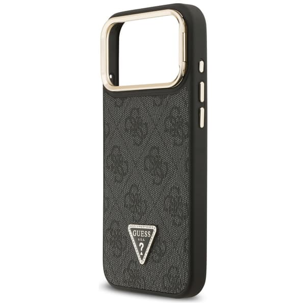 Guess 4G PU Triangle Logo & StanderKamera Magsafe-cover til iPhone 17 Pro Max Sort