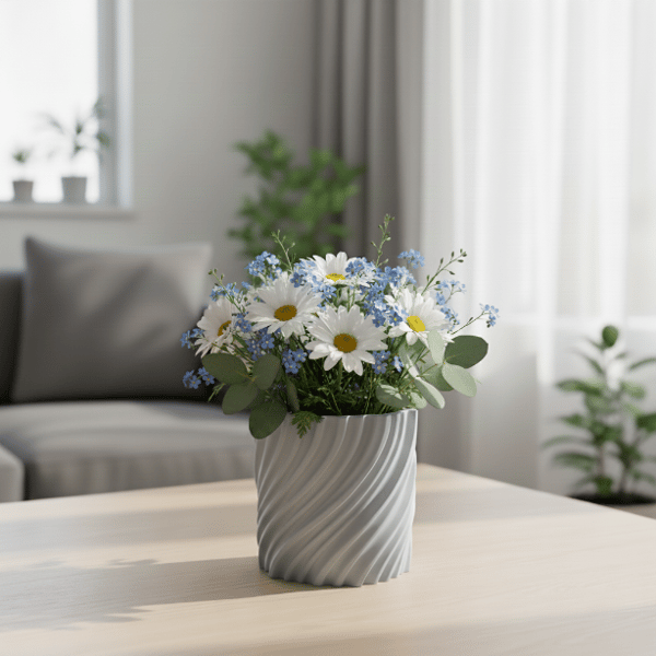 Modern vågig grå blomkruka för växter, vriden form