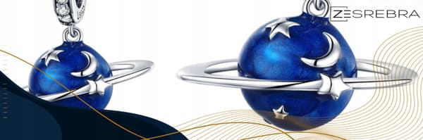 Berlocker silver pr 925 planet stjärnor måne hänge silver kosmos pärlor