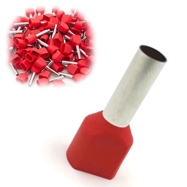Dobbeltisolerede kabelmuffer til ledninger 2x10 mm røde 100 stk.