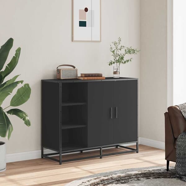 vidaXL skab, sort, 92x35x76 cm, træbaseret materiale