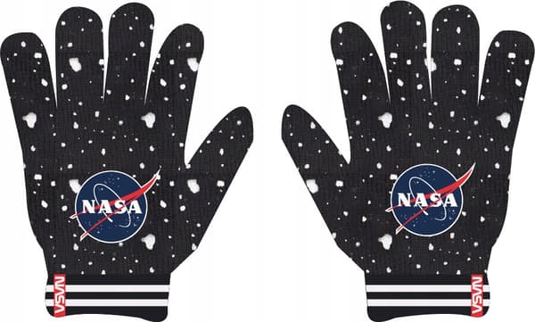 FEMFINGERSHANDSKER til børn STRIKKET NASA sort D095O.
