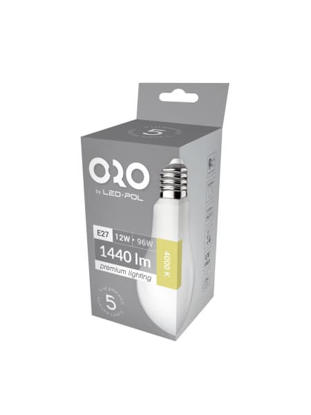 LED-lamppu ORO-PREMIUM-E27-A60-12W-XP-DW, 4000K
