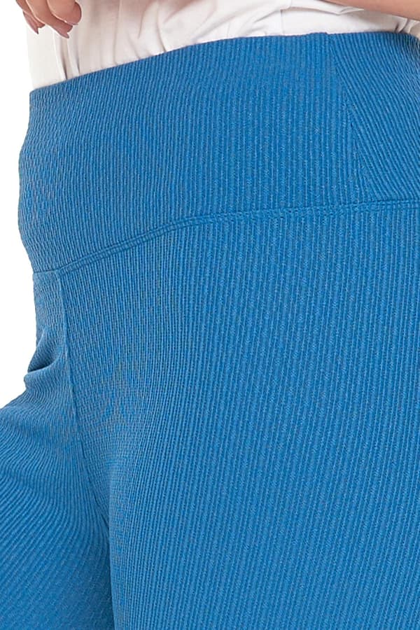 Moraj ribbade leggings med hög midja dam blå S/M