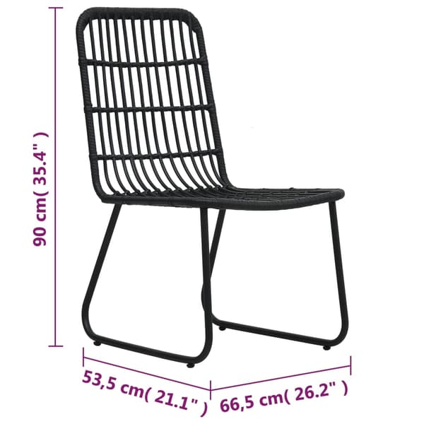 vidaXL havestole, sæt med 2, polyrattan, sort