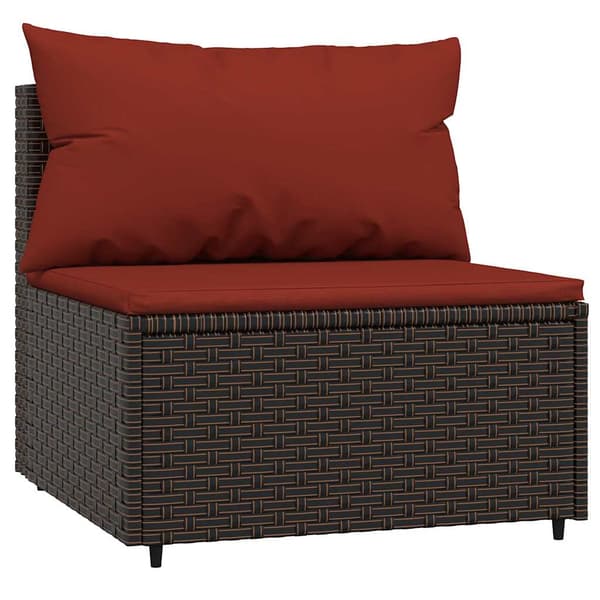 vidaXL midtersofaer med hynder, 2 stk., brun, polyrattan
