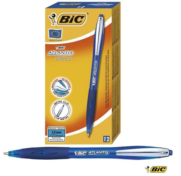 Atlantis blød kuglepen - blå (12 stk.) BIC