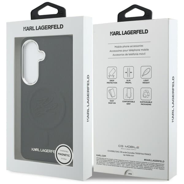 Karl Lagerfeld MagSafe-etui med prægede initialer til Galaxy S26, sort