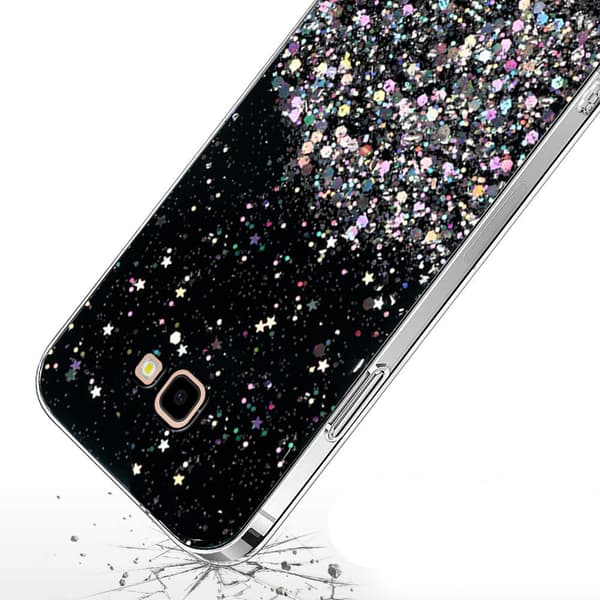 Samsung Galaxy J4 Plus cover, glitrende, sort