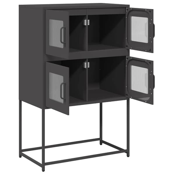 vidaXL høj kommode sort 68x39x107 cm stål