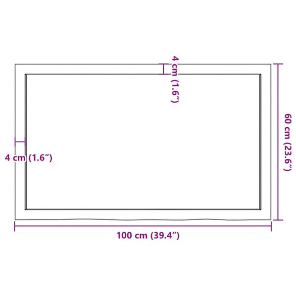 vidaXL bordplade lysebrun 100x60x(2-4)cm massivt egetræ