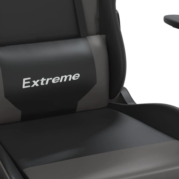 vidaXL gamingstol med fodstøtte, sort og grå, kunstlæder
