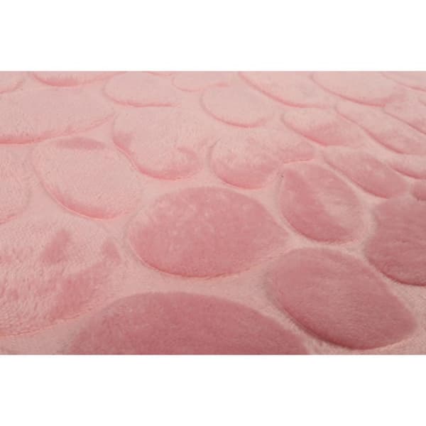 Pudderrosa mikrofiber skridsikkert badeværelsestæppe