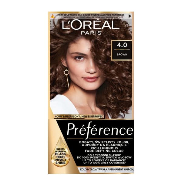 Loreal Preference hårfarve - 4.0 Tahitibrun (2x60ml, 54ml)