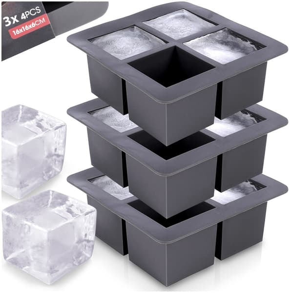 Silikoneform til isterninger XXL 15,5x15,5x6 cm 3 stk.