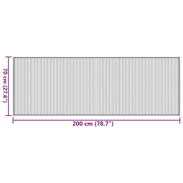 vidaXL Suorakulmainen matto, harmaa, 70x200 cm, bambu