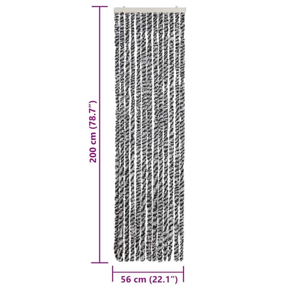 vidaXL insektnet, grå, sort og hvid, 56x200, chenille