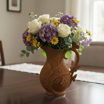 Moderne brun sommerfuglevase til blomster, elegant design