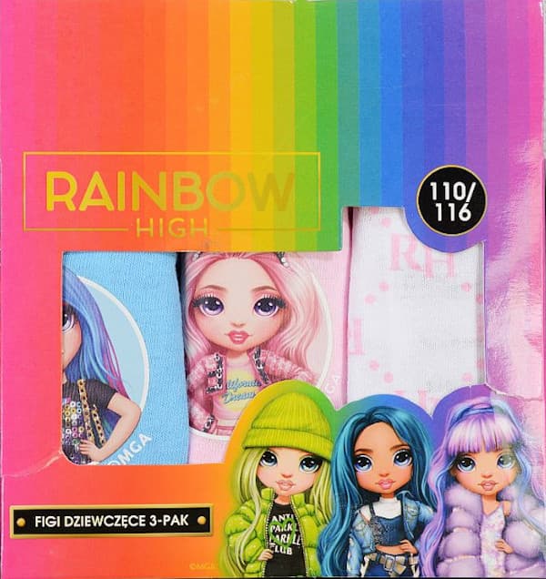 FLICKTROSOR RAINBOW HIGH BOMULLMÅL 3-PACK 122/128 D069Ł