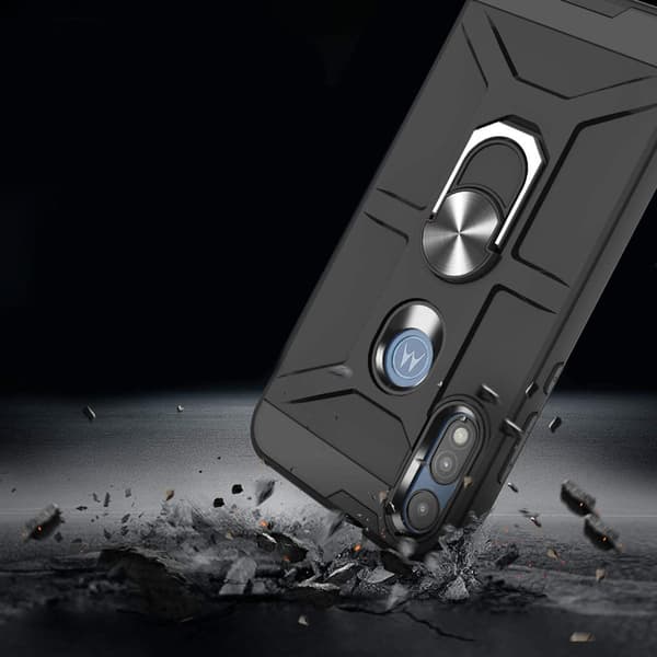 Fodral till Motorola Moto E7 Power / E7i Power, armerat med ring, svart
