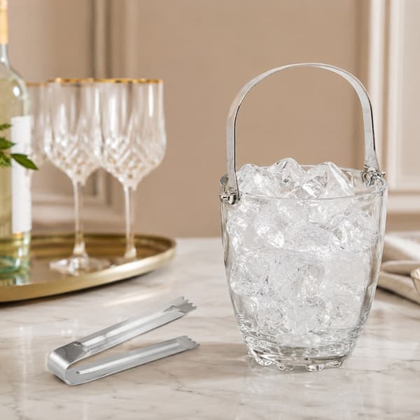 Ishink i glas 0,8 l med metalltång