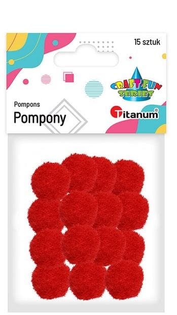 Polyester pomponer 18mm rød 15 stk